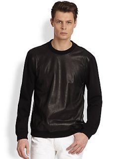 BLK DNM Leather Sweatshirt   Black