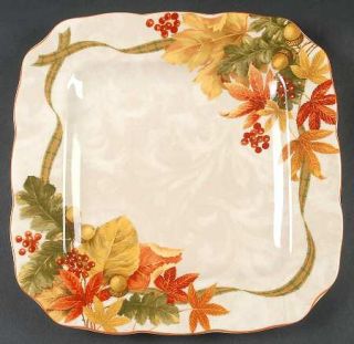 222 Fifth (PTS) Autumn Celebration Square Dinner Plate, Fine China Dinnerware  