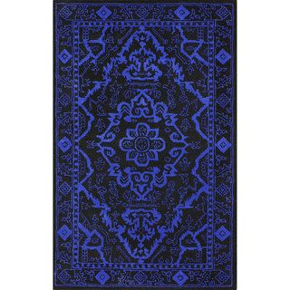 Nuloom Handmade Traditional Overdyed Blue Wool Rug (76 X 96)