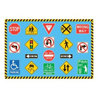 Fun Time Traffic Signs Rug Multicolor   FT 130 5178, 4.25 x 6.5 ft.