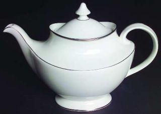 Royal Doulton Signet Teapot & Lid, Fine China Dinnerware   All White W/Platinum