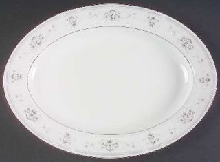 Nitto Cotillion 14 Oval Serving Platter, Fine China Dinnerware   White Flowers,