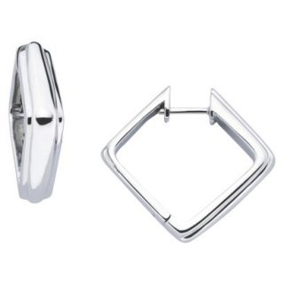She Sterling Silver Angled Square Hoop Earrings Silver