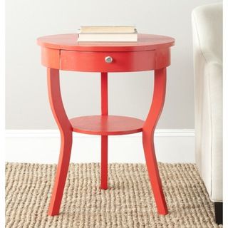 Kendra Hot Red End Table (Hot redMaterials Pine woodDimensions 30.3 inches high x 22 inches wide x 22 inches deepThis product will ship to you in one (1) box.Assembly required )