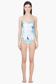 We Are Handsome Blue Seascape Print One_piece Swimsuit