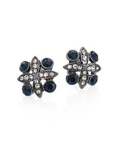 ABS by Allen Schwartz Jewelry Faceted Flower Stud Earrings   Gunmetal Blue