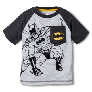 Batman Infant Toddler Boys Short Sleeve Raglan Tee   Grey 3T