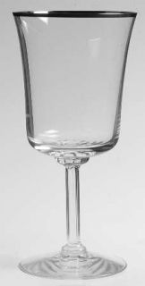 Fostoria Princess Clear (Plat. Trim) Water Goblet   Stem #6123, Clear,  Platinum