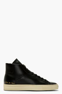 Common Projects Black Leather Vintage High_top Sneakers