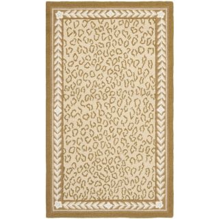 Hand hooked Chelsea Leopard Ivory Wool Rug (29 X 49)