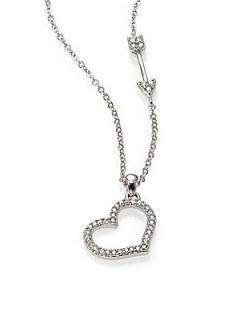 Adriana Orsini Sterling Silver Pave Heart & Arrow Pendant Necklace   Silver