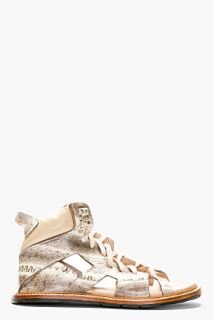 Ktz Beige Snakeskin Cut_out Sandals