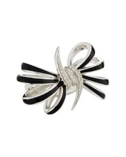Four Loop Black Diamond Bow Ring, Size 7