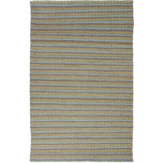 Natural Solid Jute/ Cotton Blue Rug (36 X 56)