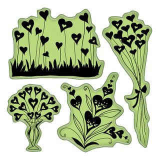 Inkadinkado Valentine Cling Stamps 4x4 Sheet hearts Shapes Flowers