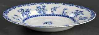 New Wharf Louise Large Rim Soup Bowl, Fine China Dinnerware   Transferware,Blue