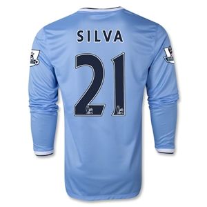 Nike Manchester City 13/14 SILVA LS Home Soccer Jersey
