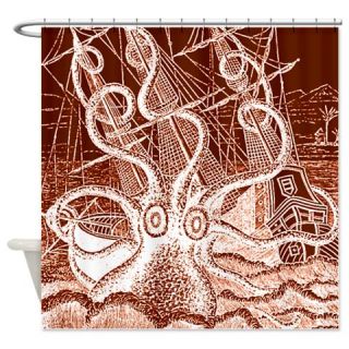  Brown Octopus Attack Shower Curtain  Use code FREECART at Checkout