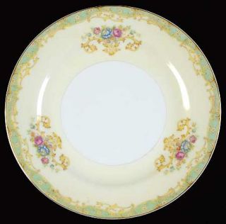 Gold China Goc3 Salad Plate, Fine China Dinnerware   Green Edge,Yellow Scrolls,F