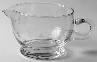 Princess House Crystal Heritage Sauce Boat   Gray Cut Floral Design,Clear