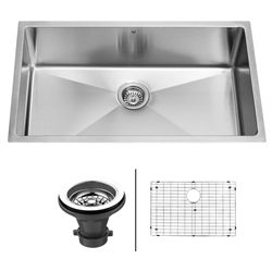 Vigo 32 inch Undermount Stainless steel Kitchen Sink, Grid And Strainer Bundle