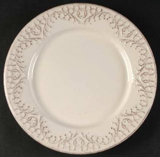 Bombay Lisbon White Dinner Plate, Fine China Dinnerware   White,Embossed Scrolls