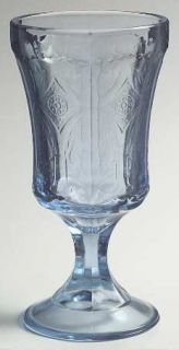 Indiana Glass Recollection Blue Water Goblet   Blue,Pressed,Scroll Design