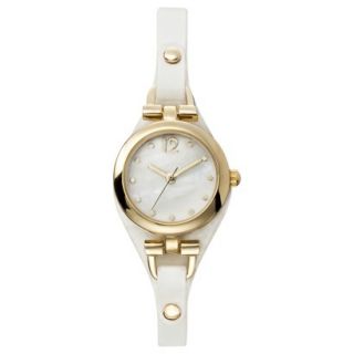 Womens Merona Analog Watch with Gold Tone Frame   White/Gold