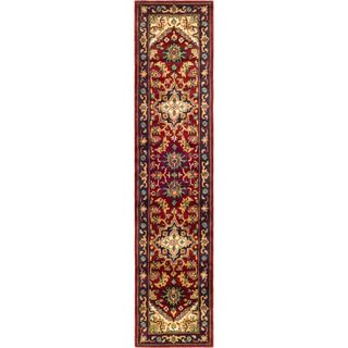 Handmade Heritage Heriz Red/ Navy Wool Rug (23 X 6)