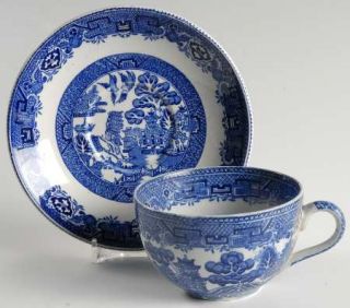 Adams China Willow Flat Cup & Saucer Set, Fine China Dinnerware   Blue Willow De