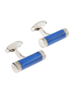 Fiber Optic Cylinder Cuff Links, Blue