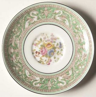 Wedgwood Florentine Green Floral Center,White Saucer for Peony Shape Footed Cup,