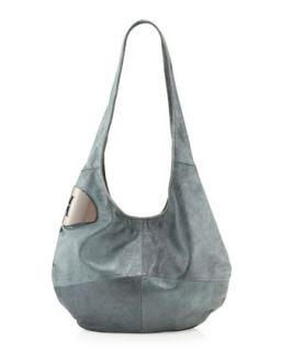 Medium Leather Hobo Bag, Spearmint