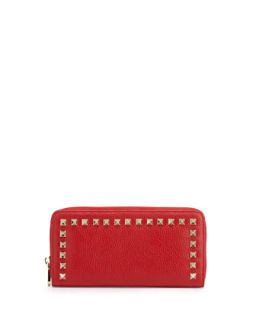Chantelle Studded Zip Leather Wallet, Red