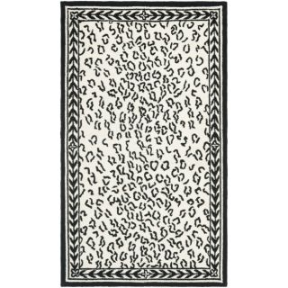 Hand hooked Chelsea Leopard White Wool Rug (26 X 4)