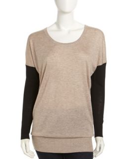 Colorblocked Sleeve Sweater, Black/Taupe