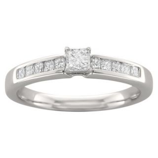 1/2 CT. T.W. Princess Cut Diamond Prong Set Ring in 14K White Gold (H I, I2 I3)