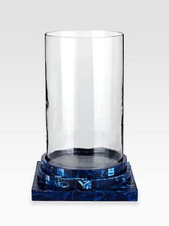 Oscar de la Renta Marbleized Resin and Glass Hurricane   Cobalt