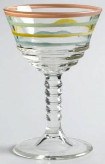 Federal Glass  145r 17 Liquor Cocktail   Stem 145r,Colored Bands