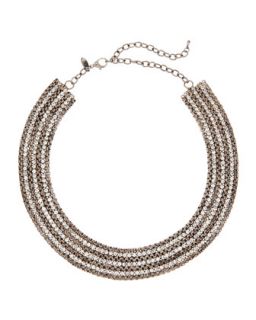 Rhinestone Collar Necklace, Black/Silver