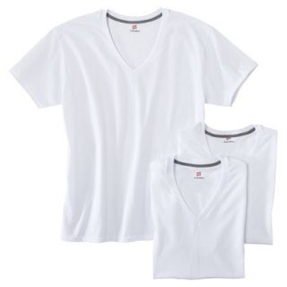 Hanes Mens 3pk ComfortBlend V Neck Undershirts   White L