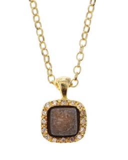 Druzy Square Pendant Necklace, Gold