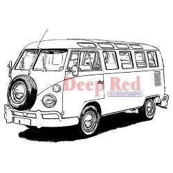 Deep Red Cling Stamp  Vw Bus