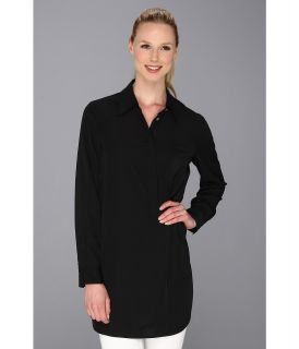 Vince Camuto Long Henley Tunic Womens Blouse (Black)