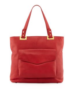 Abbey North South Leather Tote Bag, Rouge