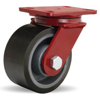 Hamilton Forgemaster Casters   6Dia.X3W Black Polyurethane Wheel    3/4 Sealed Precision Ball Bearings   Swivel   Black