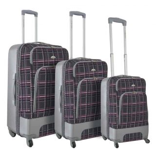 Dejuno Mobility 3 piece Expandable Spinner Luggage Set (PurpleMaterials ABS, 600D polyesterWeight 28 inch upright (9.2 pound), 24 inch upright (8 pound), 20 inch upright (6 pound)Spacious main compartmentTwo front zipper secured pockets for easy accessE