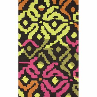 Handmade Groove Multi Abstract Wool Rug (5 X 8) (MultiPattern AbstractTip We recommend the use of a non skid pad to keep the rug in place on smooth surfaces.All rug sizes are approximate. Due to the difference of monitor colors, some r ug colors may var