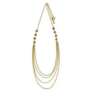 Womens Long Multi Row Chain Necklace with Knot Shaped Stations   Gold
