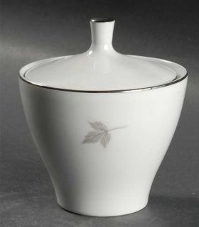 Mikasa Silver Maple Sugar Bowl & Lid, Fine China Dinnerware   White & Gray Leave